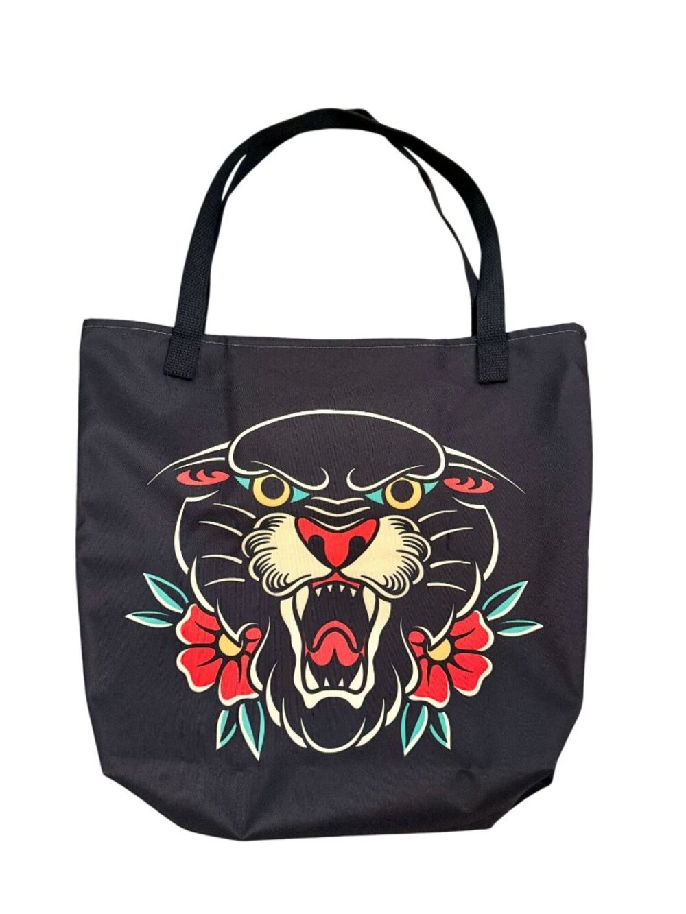 Black Panther American Traditional Tattoo Tote Bag w/ Pocket, 16"x20"
